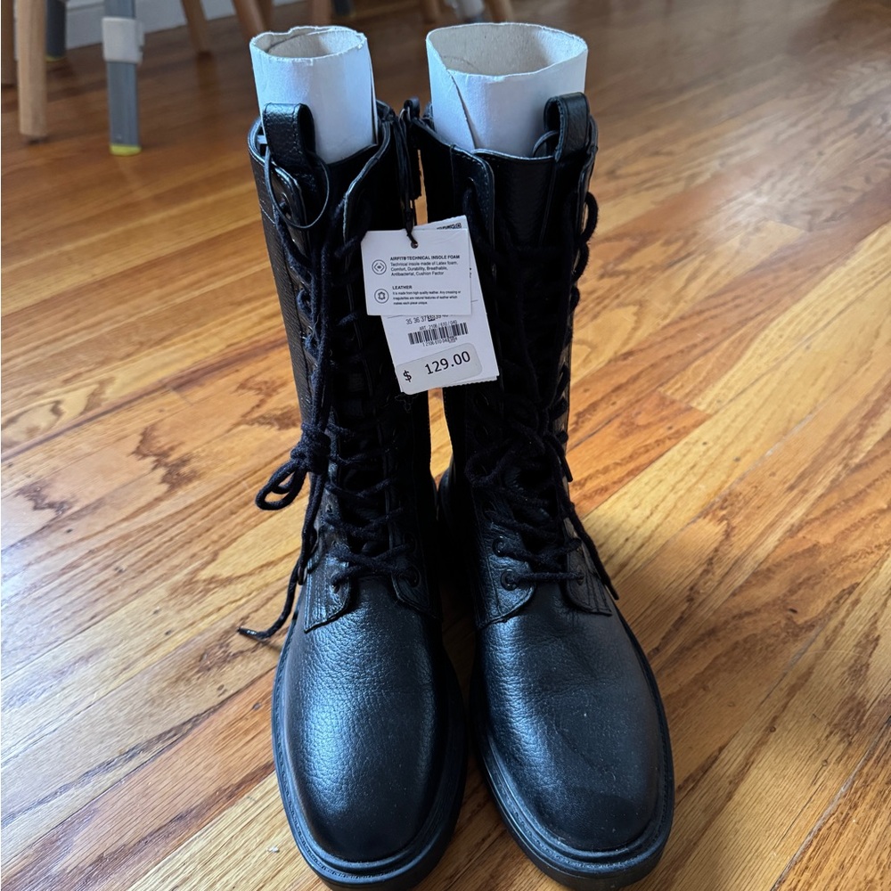 Zara Black Lace Up Boots for Women